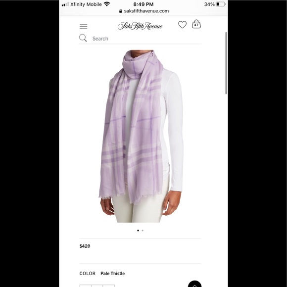 Burberry Scarf Light Green Peridot Pale Blue Check - Picture 10 of 16